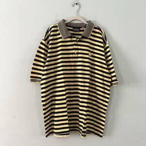 Masters Collection Golf Polo‎ Blue Yellow Stripe Logo Cotton Mens Shirt